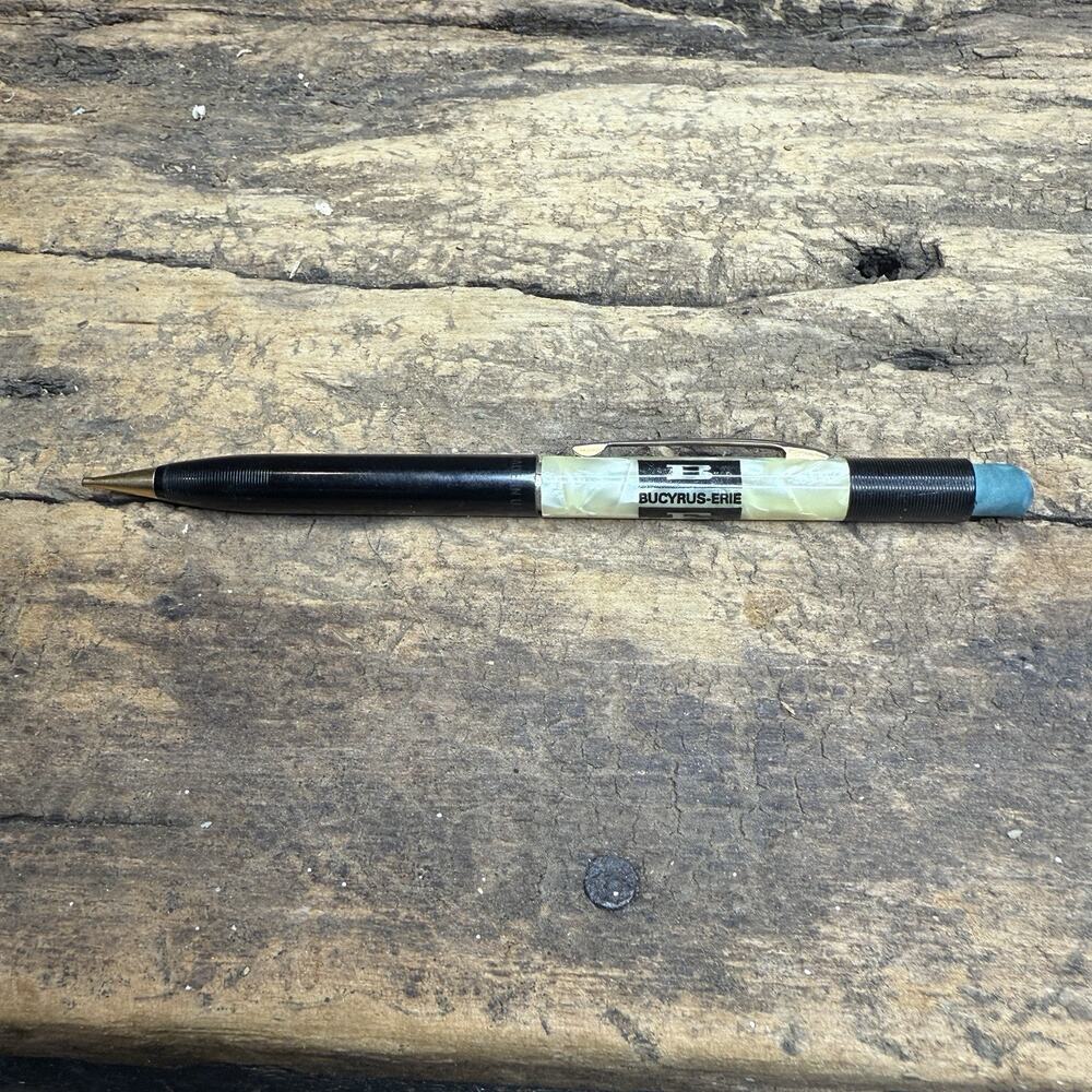 Vintage Sheafer Mechanical Pencil Bucyrus Erie Pearlized Black Advertising Promo